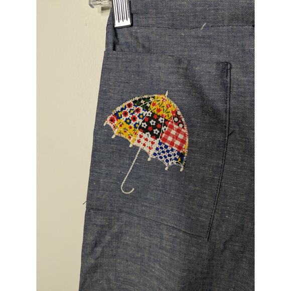 Handmade Vintage 70s Girls Bellbottoms Wide Leg Pants Umbrella Applique Size 8 - Picture 3 of 5